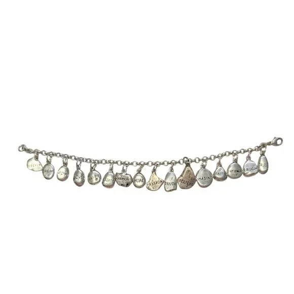 Sterling Silver Charm Bracelet 16 Inspirational Charms Lobster Clasp Size 7 - Picture 2 of 16